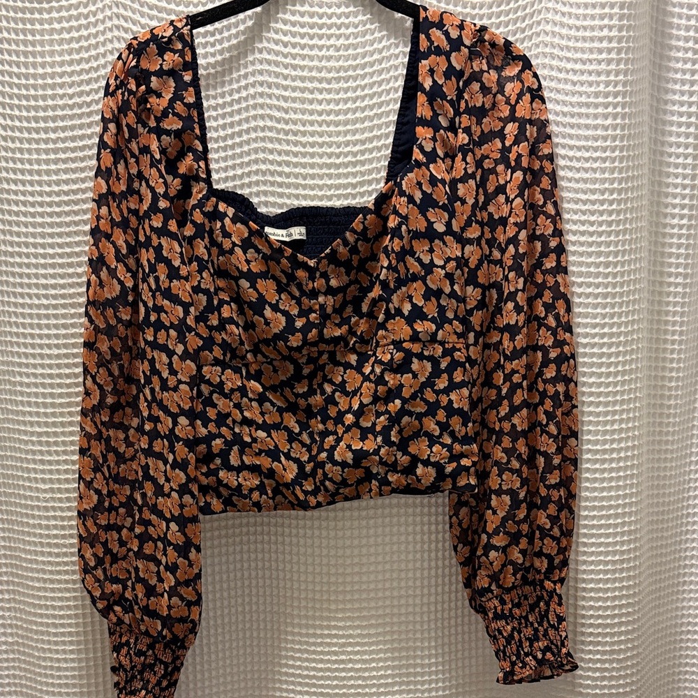 Abercrombie & Fitch Floral Blouse - Black and Orange
